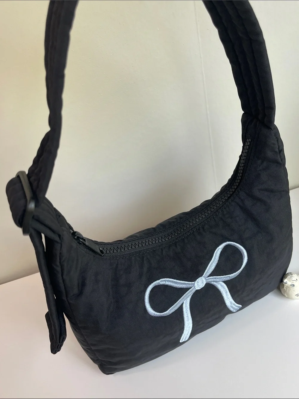 BAGGU UO Exclusive Embroidered Bow Mini Nylon Shoulder Bag